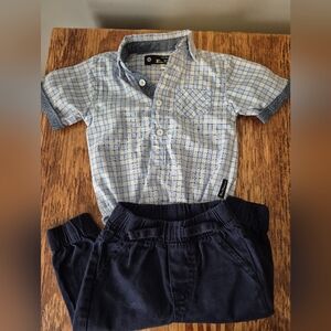 Ben Sherman Blue and White Checkered Kids Button Down Shirt Set